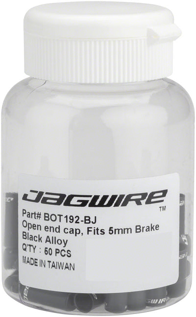 Jagwire 5mm Open Alloy End Caps - Black (Bottle of 50)
