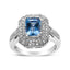 Anillo de Acero Inoxidable de Plata .925 con Topacio Azul y Acentos de Diamante - Talla 7