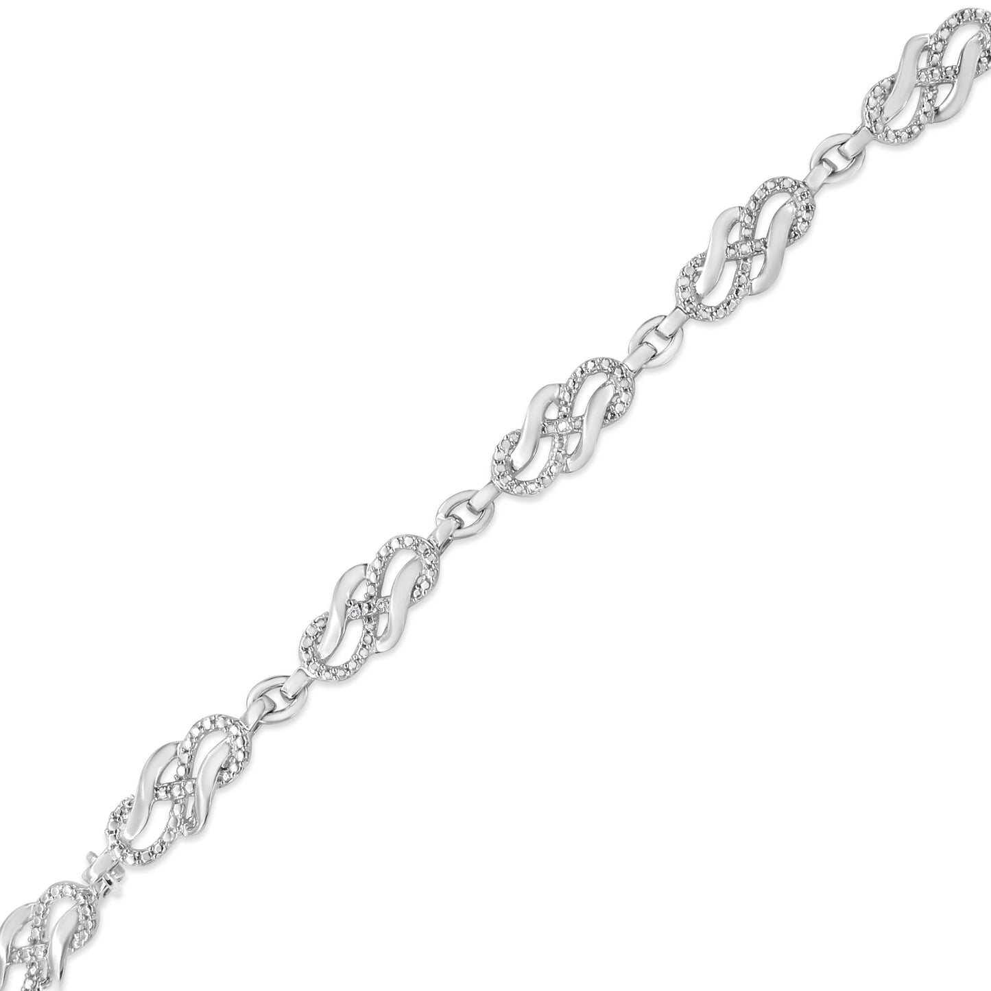 Bracelet en argent sterling .925 avec maillon tressé infini et accents en diamant