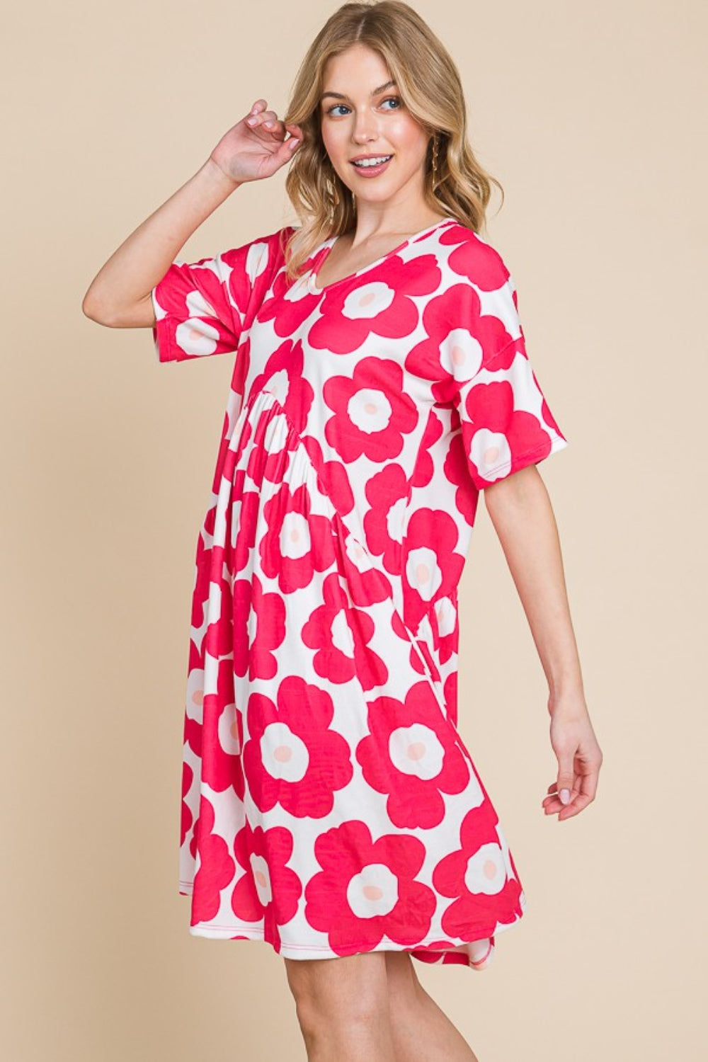Trendy Floral Print Ruched Dress for Effortless Style