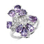 3.08 Carat Genuine Amethyst & White Topaz Sterling Silver Ring