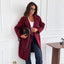 Elegant Solid Color Long Sleeve Wool Overcoat for Women
