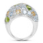 Bague en argent sterling de 11,38 carats en péridot, citrine et topaze bleue