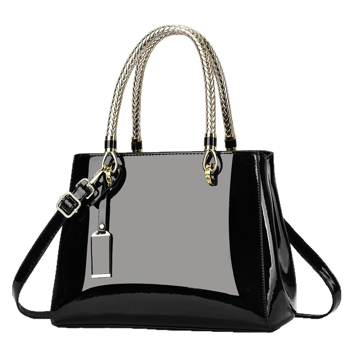 Fashionable Patent Leather Large-Capacity Handbag