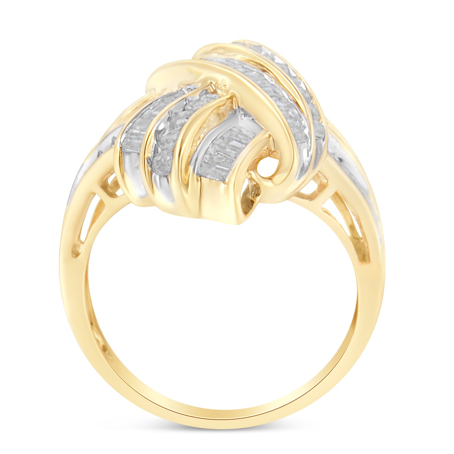 Anillo de cóctel de diamantes en oro amarillo de 10K - Talla 8