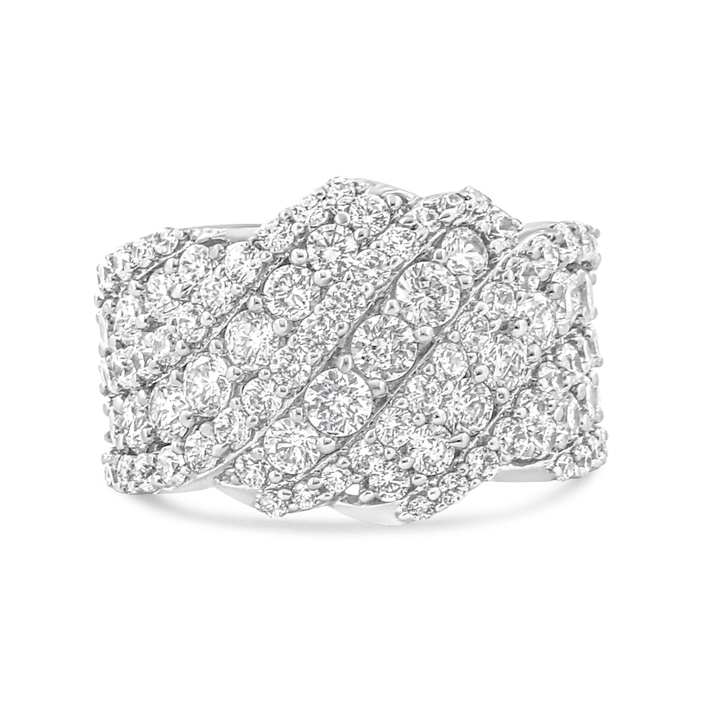 Anillo de Banda de Clúster de Diamantes de 3.00 Cttw en Oro Blanco de 10K - Talla 7
