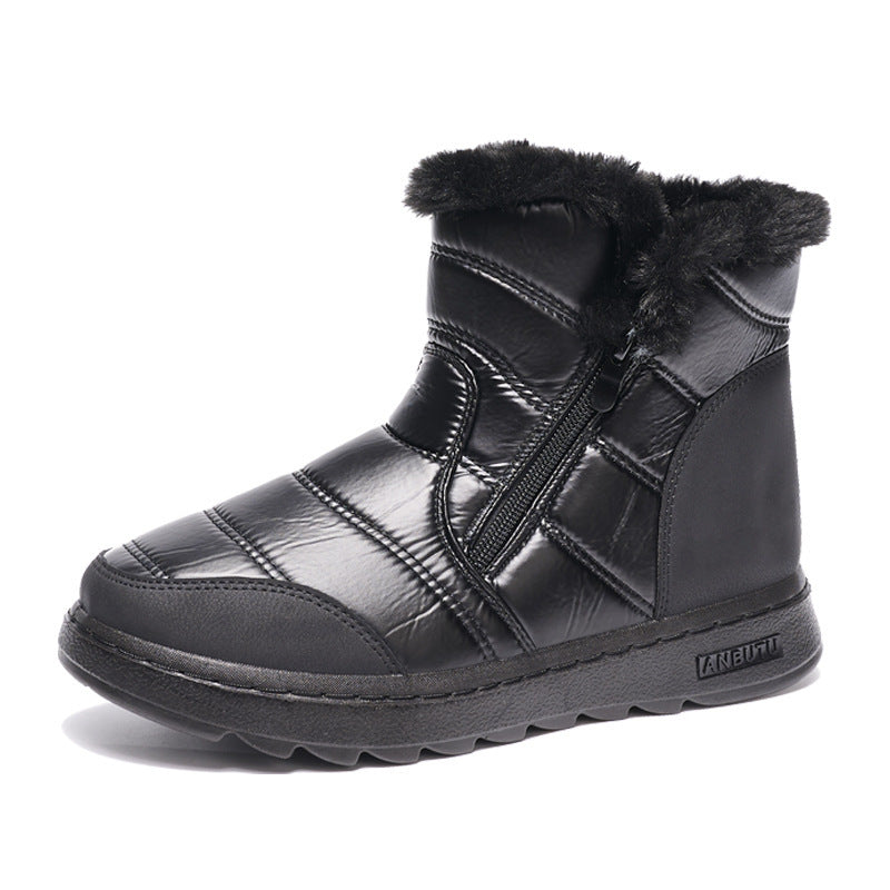 Winter Plush Snow Boots with Side Zipper for Women