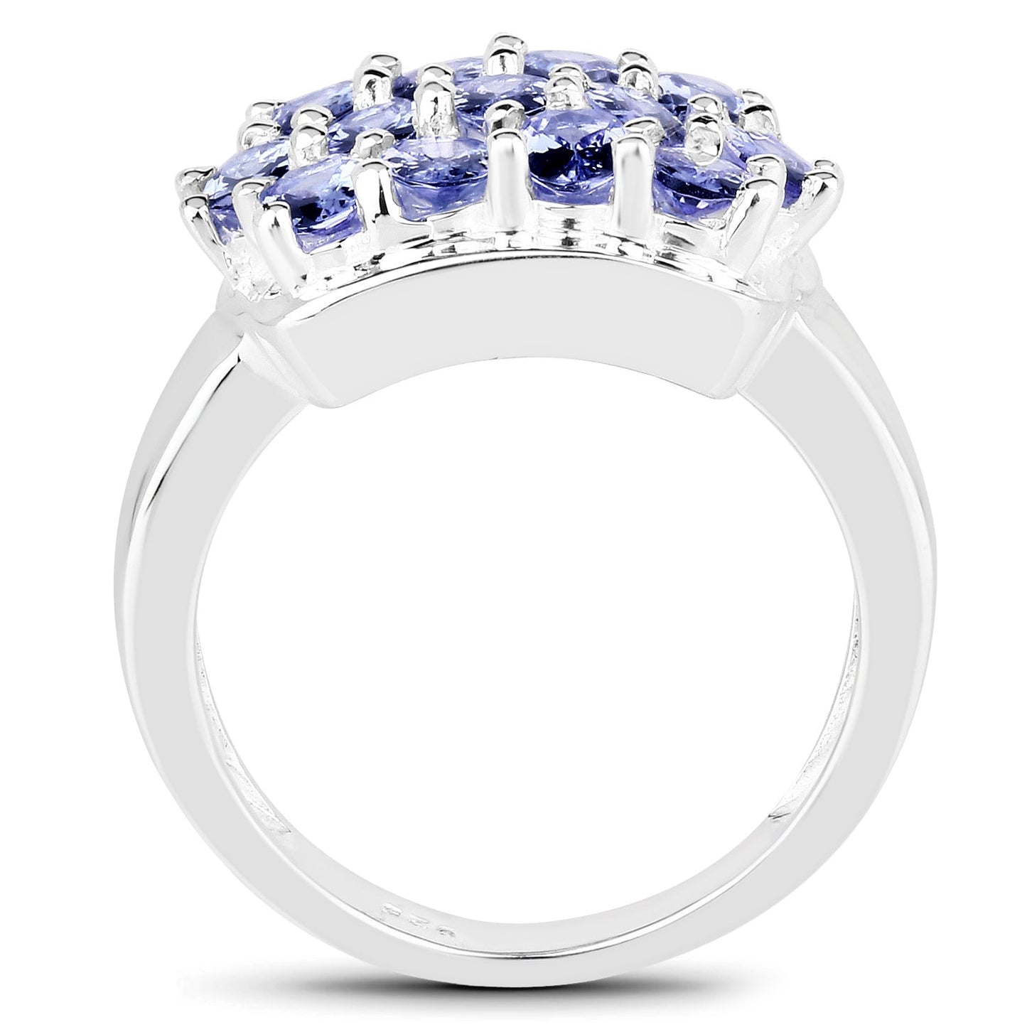 2.21 Carat Genuine Tanzanite Sterling Silver Engagement Ring