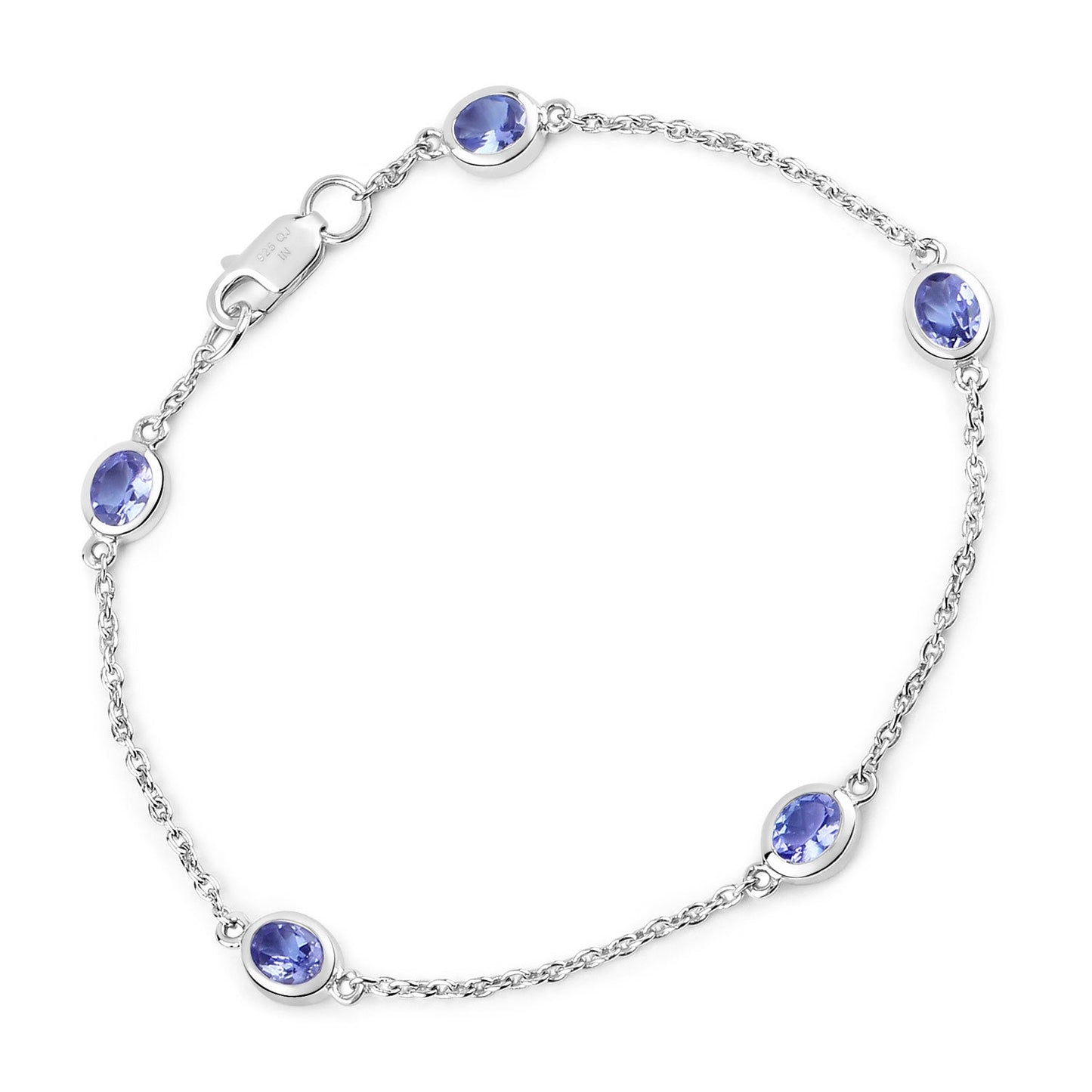 Bracelet en argent sterling de 1,65 carat en tanzanite véritable