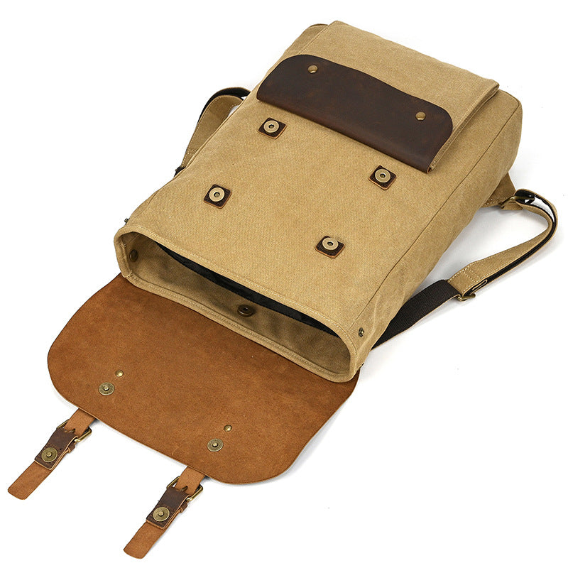 Premium Canvas Leather Large Capacity Backpack