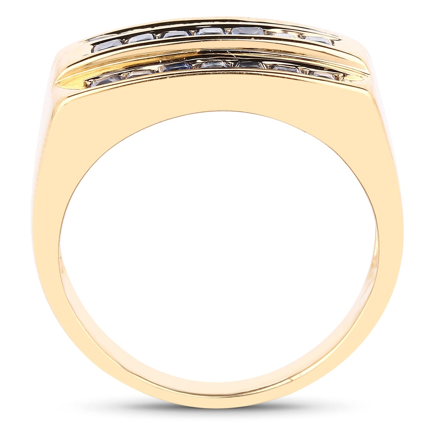 Bague en cluster en saphir bleu plaqué or jaune 14K