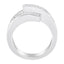 Anillo de Bypass de Diamantes Engastados en Canal de Oro Blanco de 14K - Talla 6.5