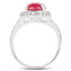 Anillo de Plata Esterlina con Rubí Relleno de Vidrio de 3.31 Quilates y Topacio Blanco