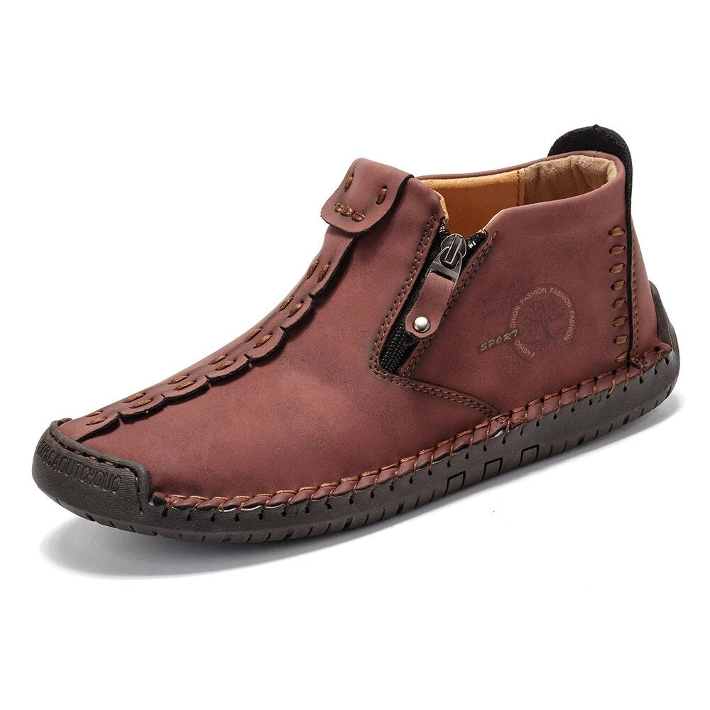 Men's Stylish Ankle Boots with Zipper for Outdoor Activities