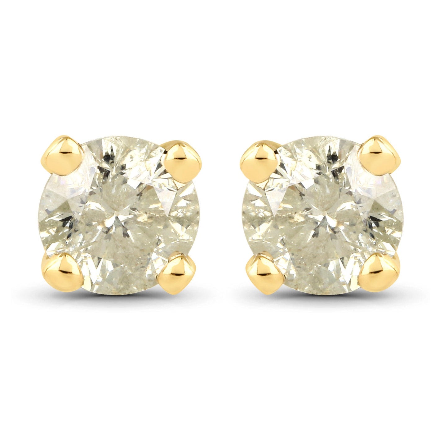 Pendientes de diamante LB genuino de 0.92 quilates en oro amarillo de 14K