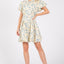 Vestido Mini Elegante de Verano con Ojal Floral y Mangas Abullonadas