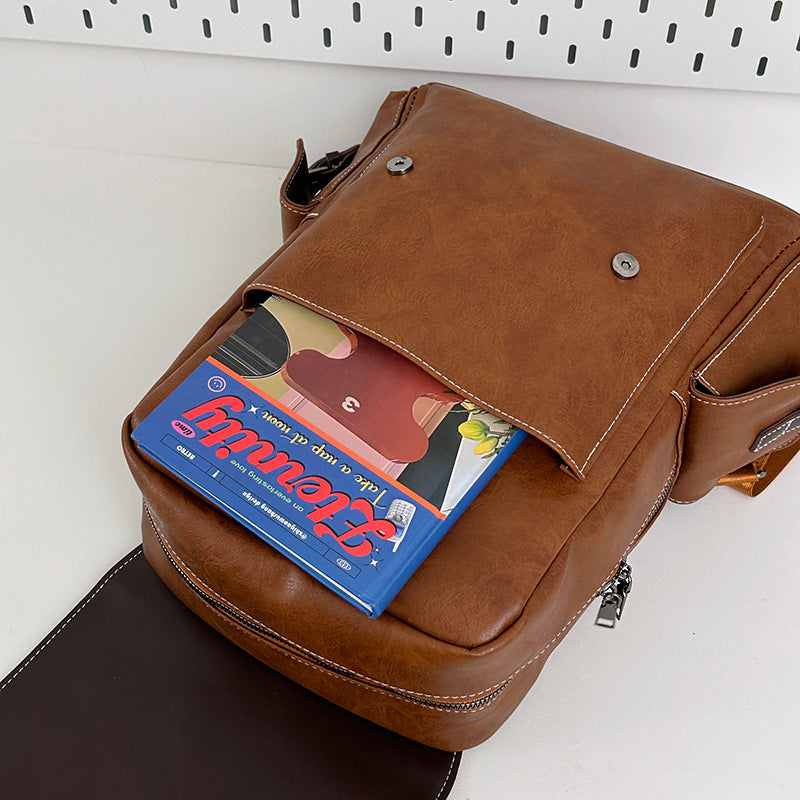 Sac à dos de voyage extérieur rétro en cuir authentique