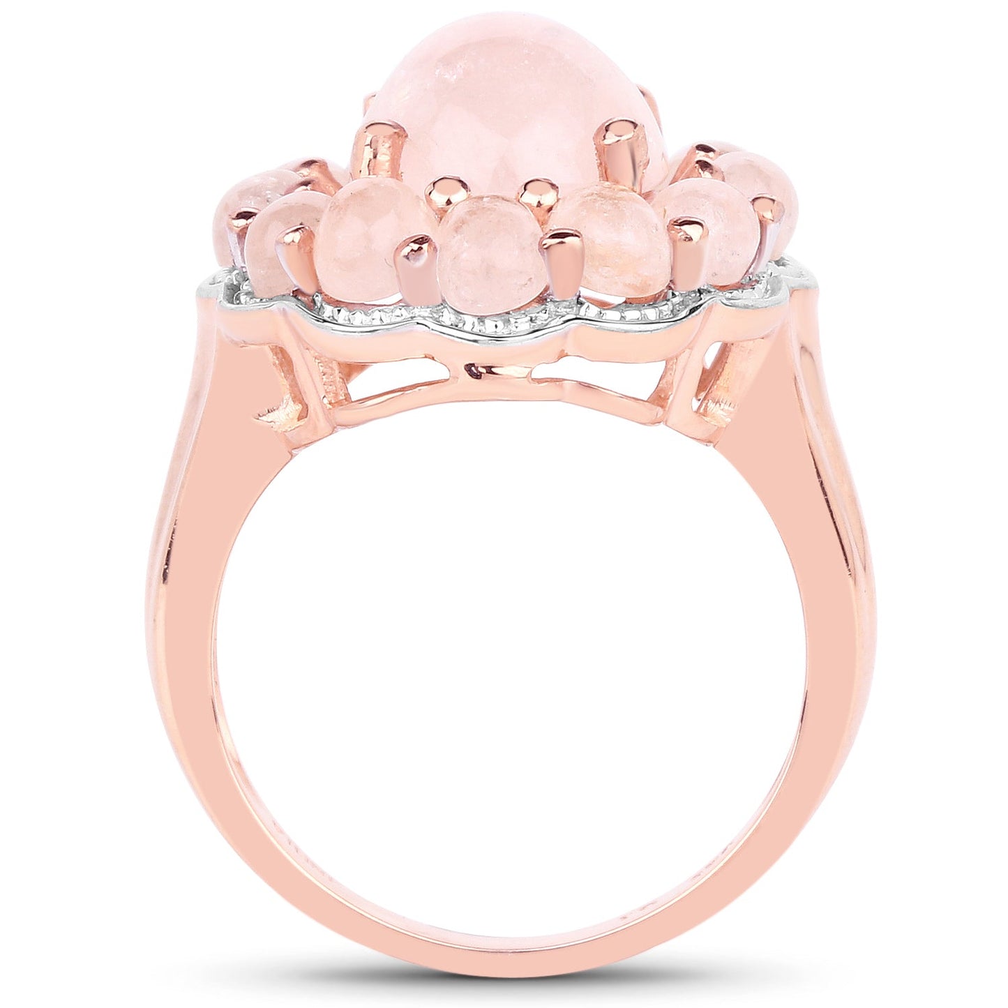 Bague cocktail en morganite plaquée or rose 14K en argent sterling