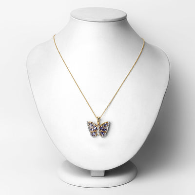 Pendentif en Tanzanite Naturelle de 1,75 Carat et Zircon Blanc en Argent Sterling