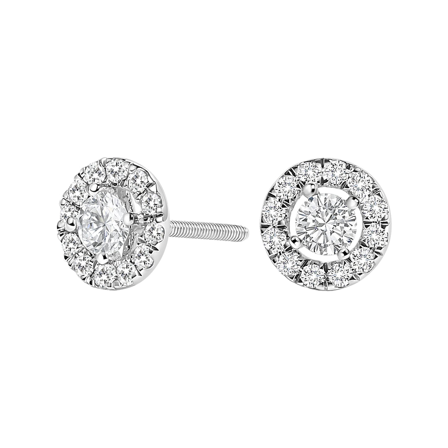 14K White Gold Lab-Grown Diamond Floating Halo Stud Earrings