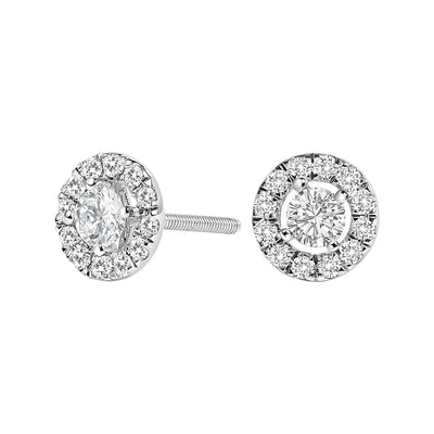 14K White Gold Lab-Grown Diamond Floating Halo Stud Earrings