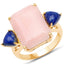 12.18 Carat Genuine Pink Opal and Lapis Sterling Silver Ring
