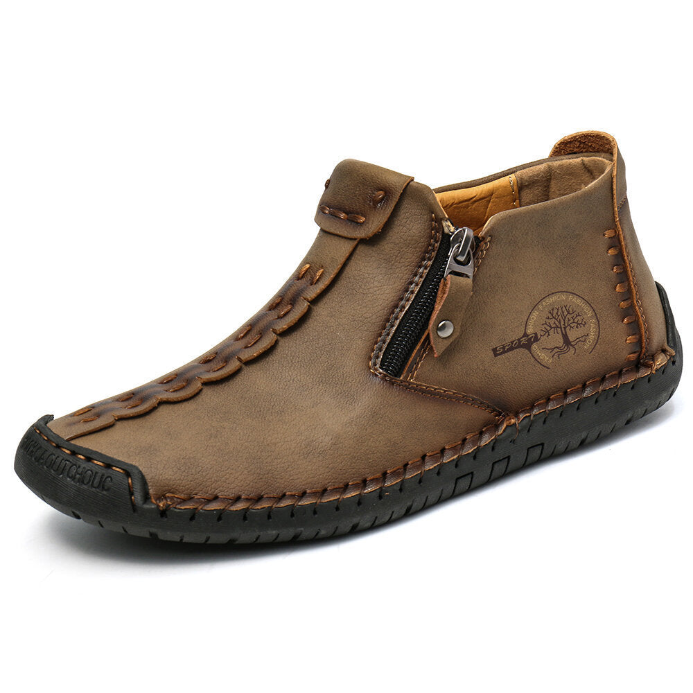Men's Stylish Ankle Boots with Zipper for Outdoor Activities