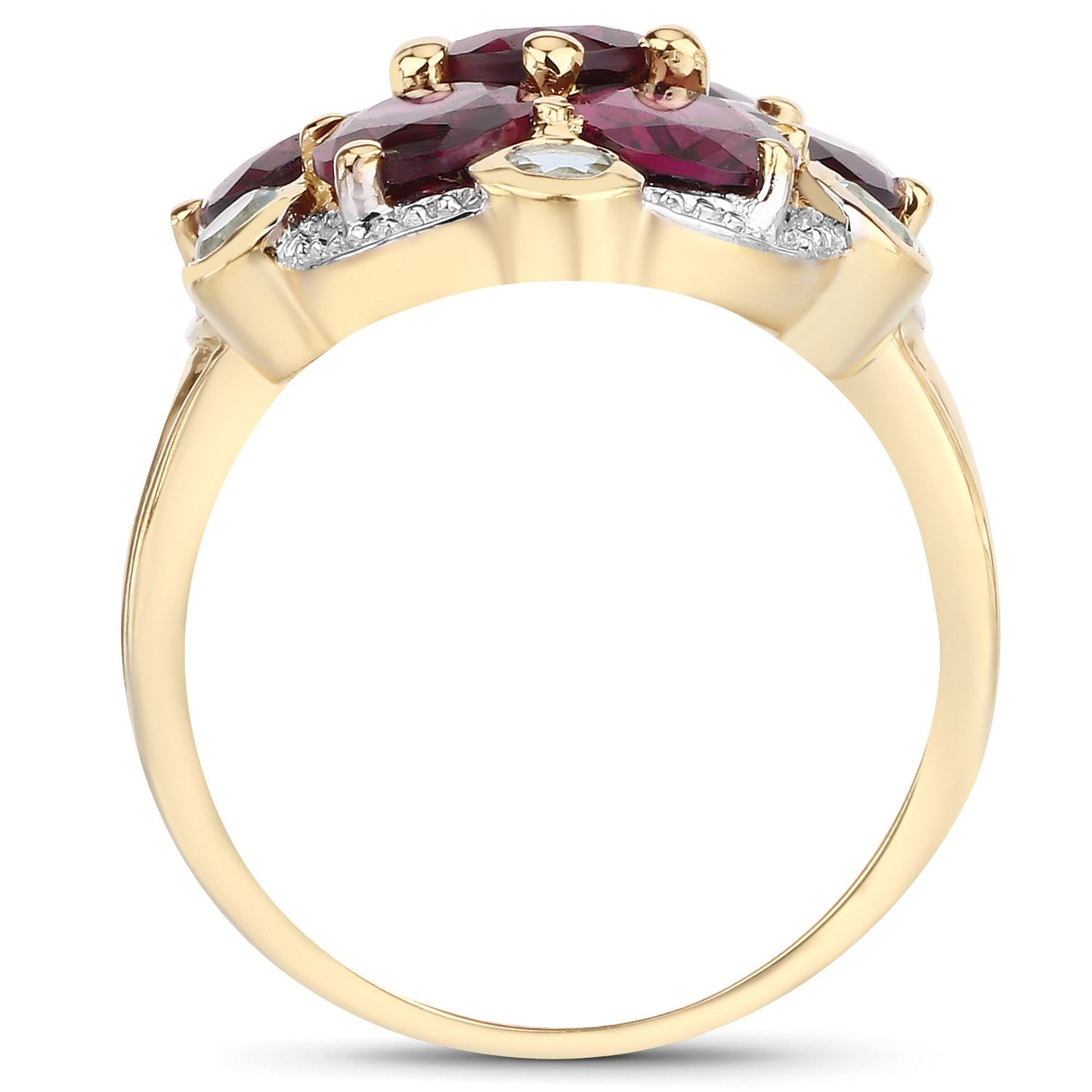 Anillo de Plata Esterlina con Rodolita y Topacio Azul de 11.22 Quilates