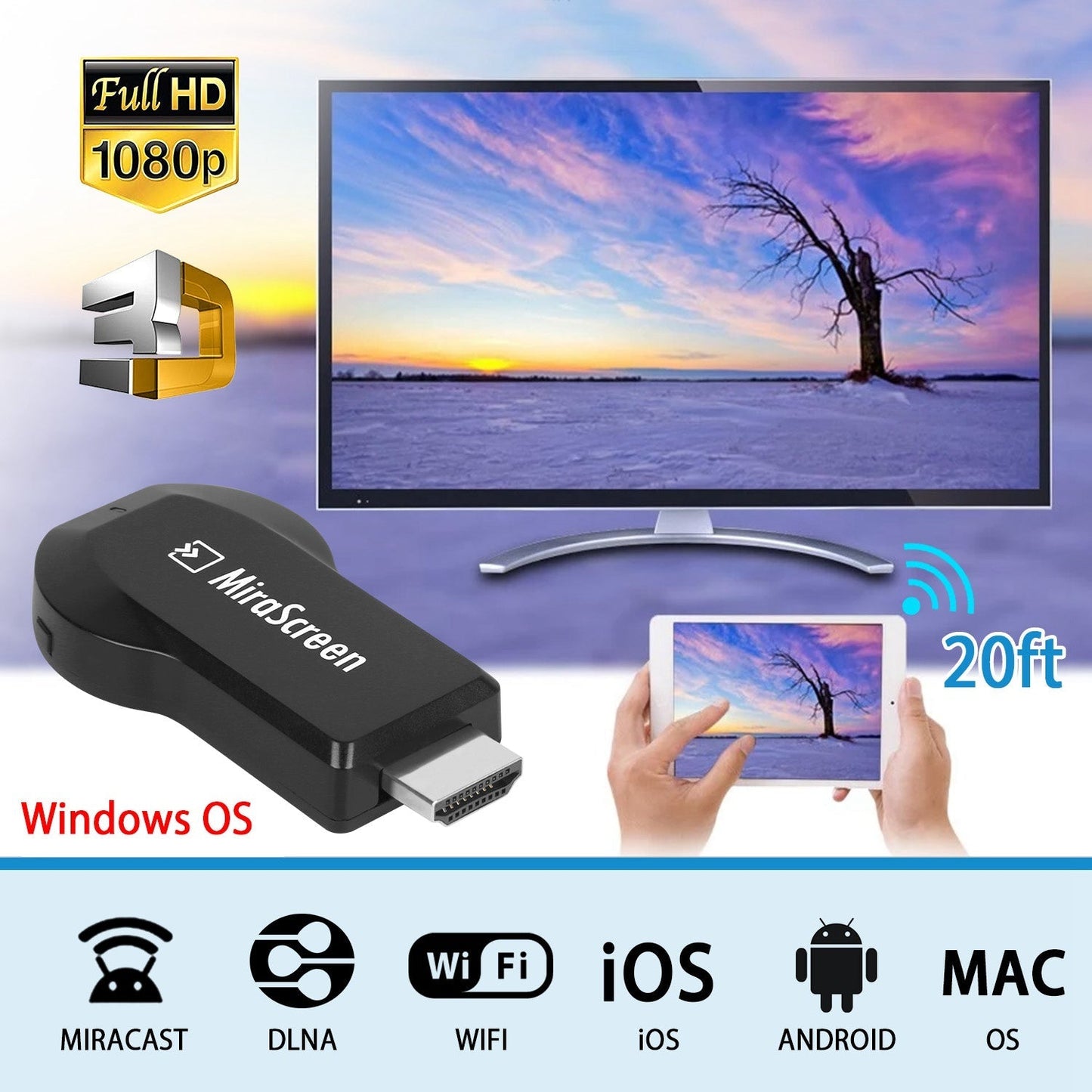 1080P Wireless Display Adapter for Seamless Streaming