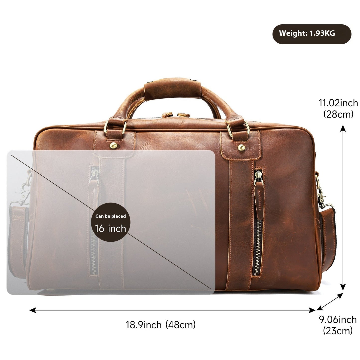 Sac de voyage rétro en cuir véritable premium pour hommes