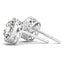 14k White Gold Halo Diamond Earrings with Four Prongs