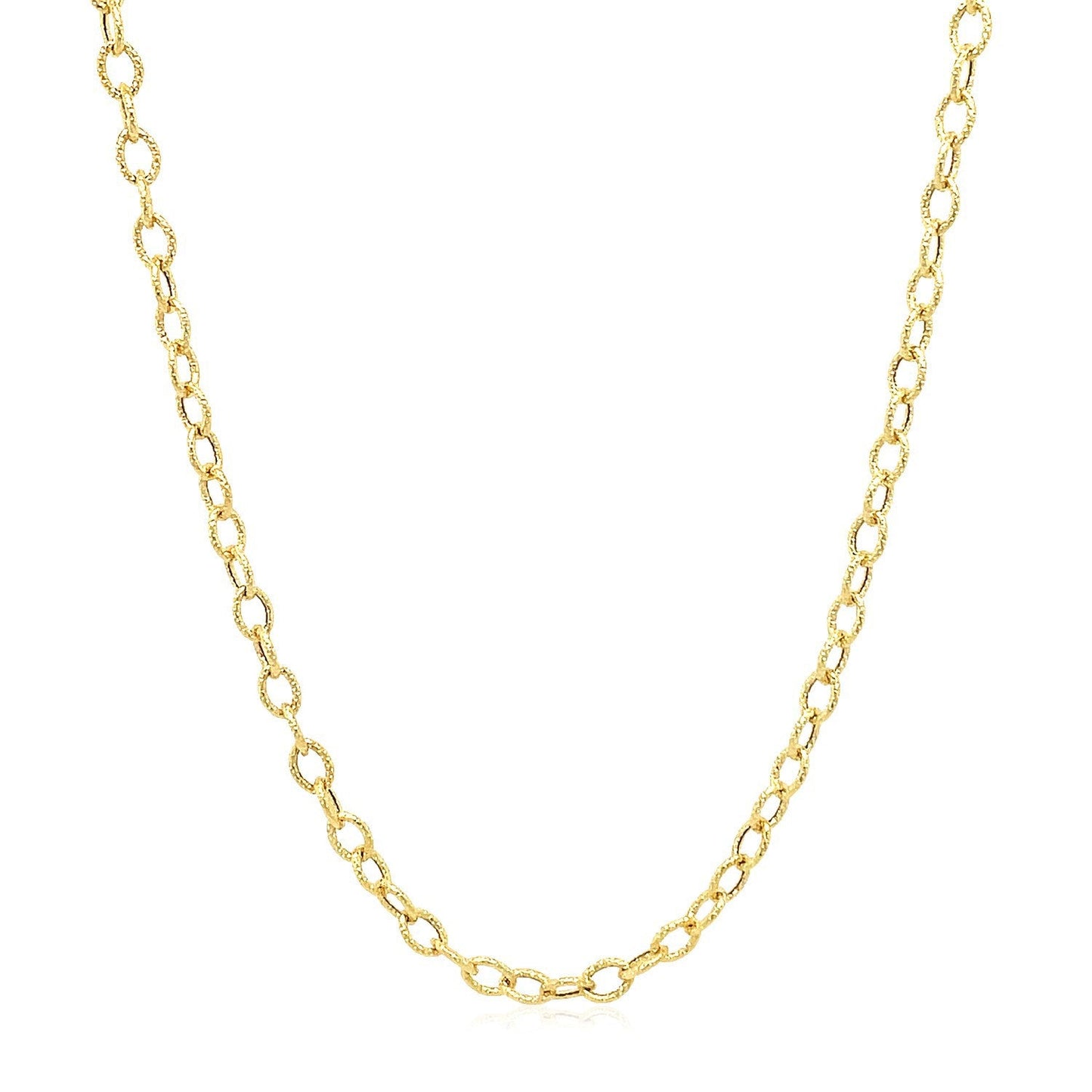 14k Yellow Gold 2.5mm Textured Pendant Chain