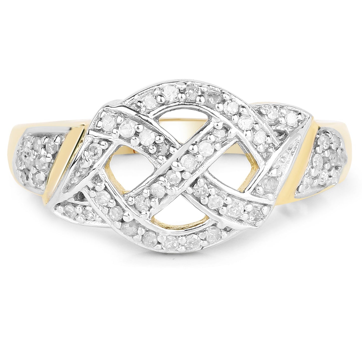 Anillo Cruzado de Diamante de 0.21 Quilates Baño de Oro Amarillo de 14K
