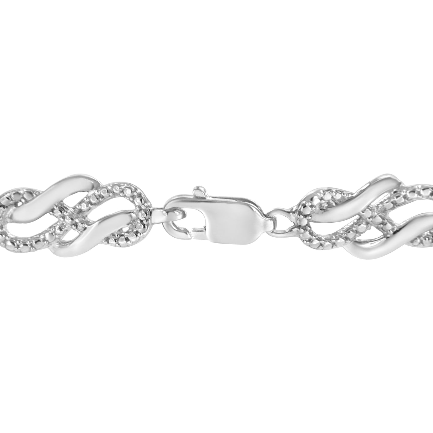 Bracelet en argent sterling .925 avec maillon tressé infini et accents en diamant
