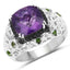 3.27 Carat Amethyst, Chrome Diopside & Black Diamond Sterling Silver Ring
