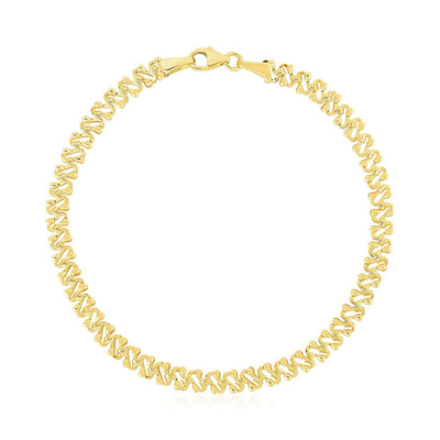 Bracelet en chaîne fantaisie texturée en or jaune 14 carats poli