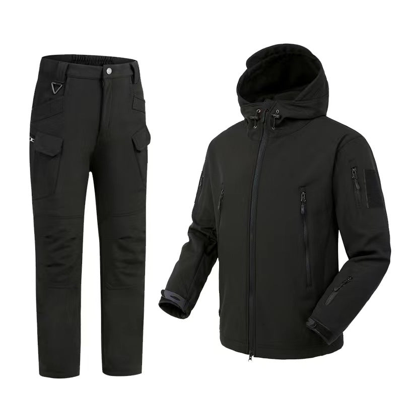 Veste en Soft Shell Coupe-Vent Imperméable Doublée en Fleece pour Hommes