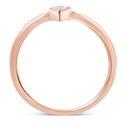 14K Rose Gold Plated Sterling Silver Teardrop Diamond Ring - Size 6