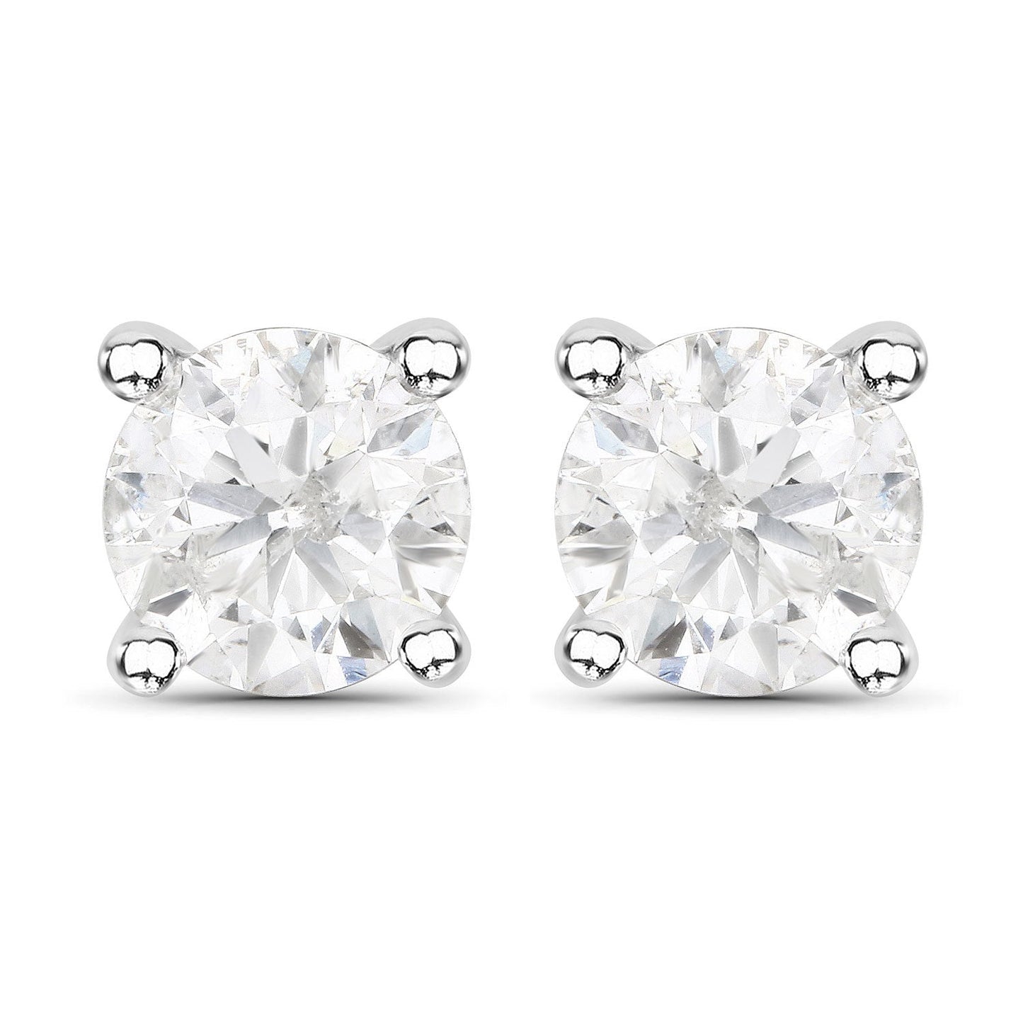 Boucles d'oreilles en diamant blanc véritable de 1,02 carat en or blanc 14K