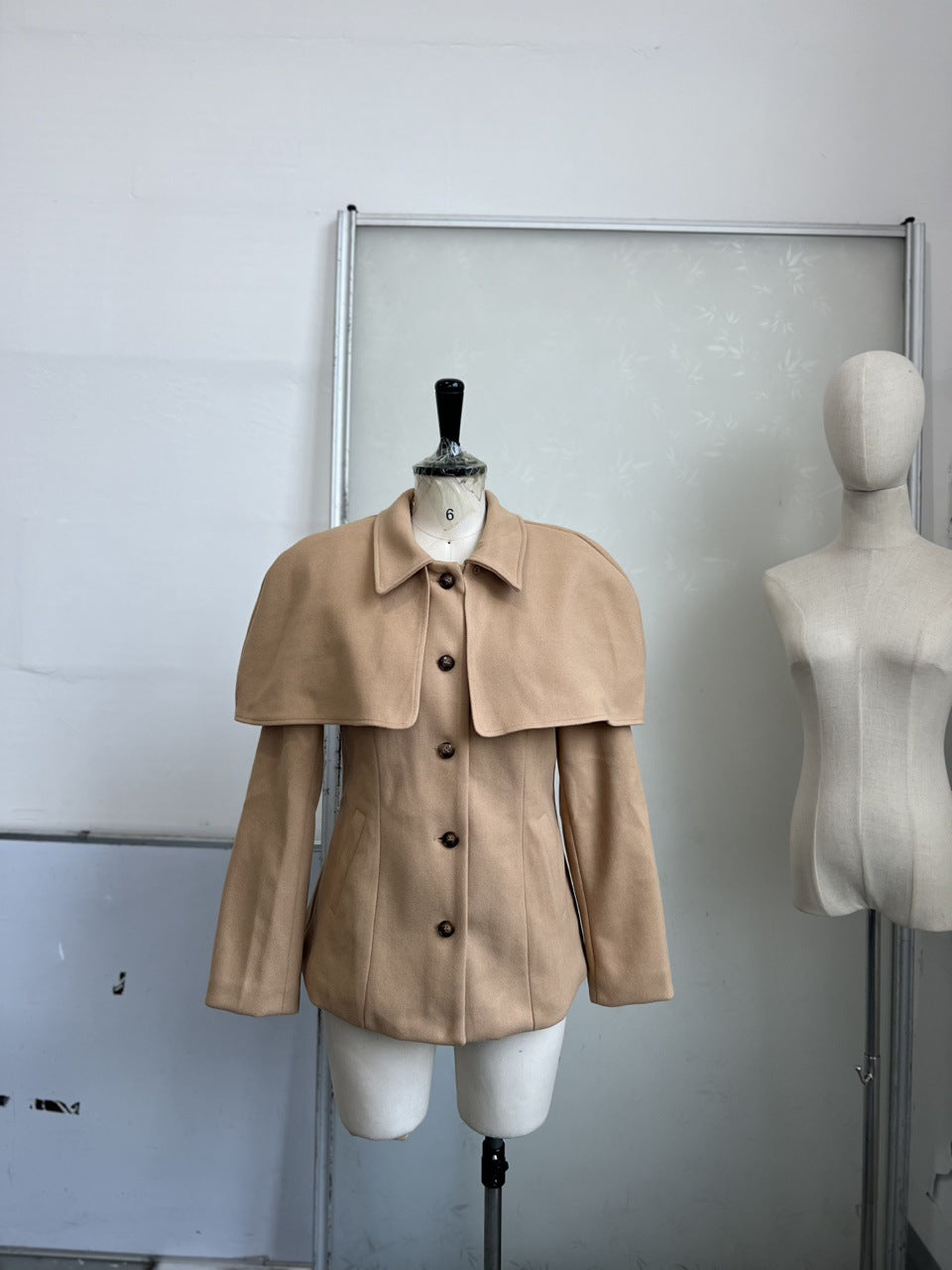 British-Style Patchwork Cinched Cloak Trench Coat for Women
