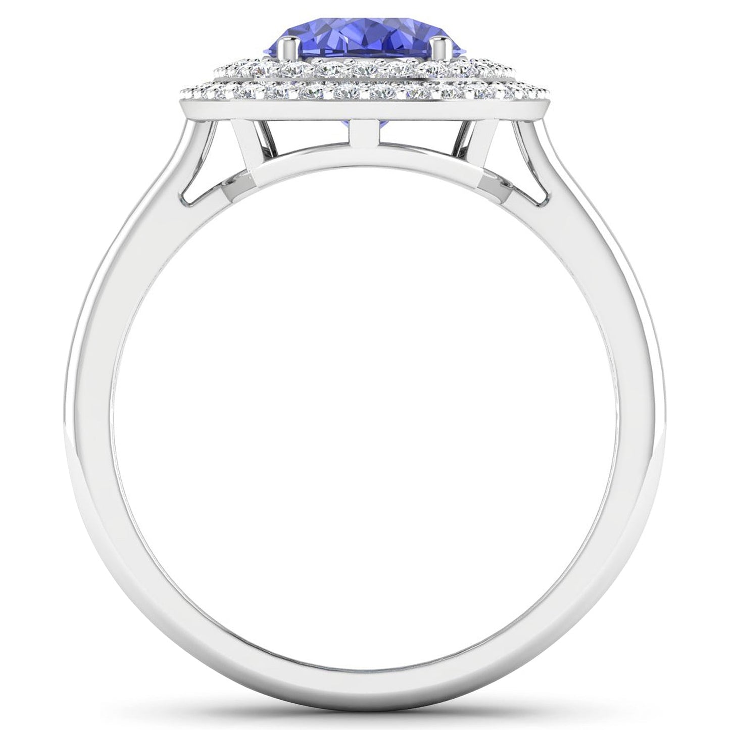 Bague en Tanzanite et Diamants Blancs de 2,02 Carats en Or Blanc 14K