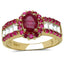 Bague Halo en Rubis de 2,89 Carats et Topaze Blanche en Argent Sterling