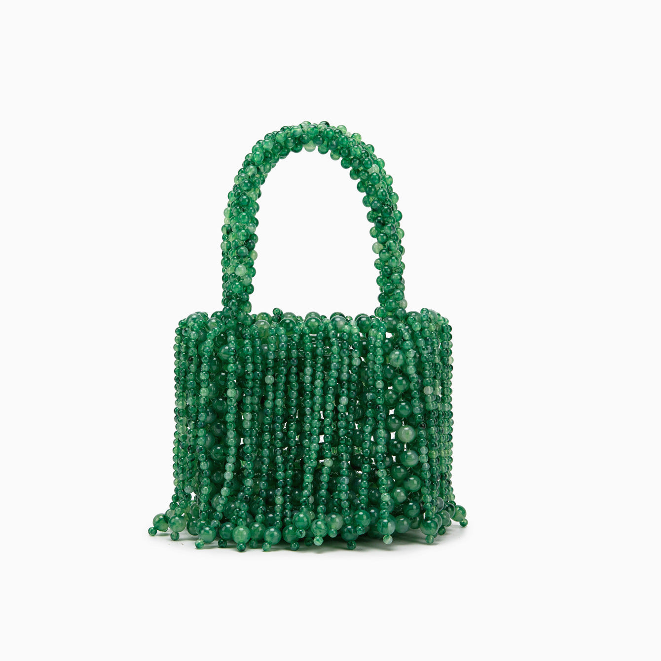 Dual-Color Amber Acrylic Cat-Eye Bead Hand-Braided Bag