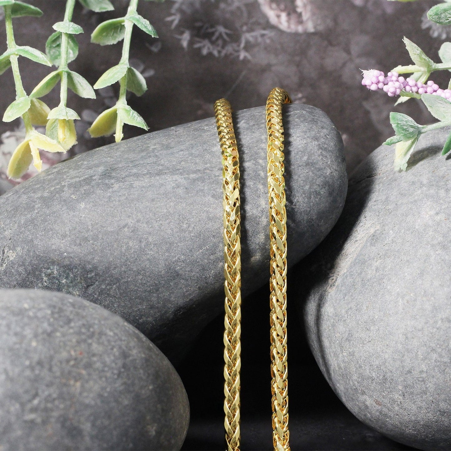 Cadena Franco Redonda de Corte Diamante de Oro Amarillo de 14k - 3.15mm