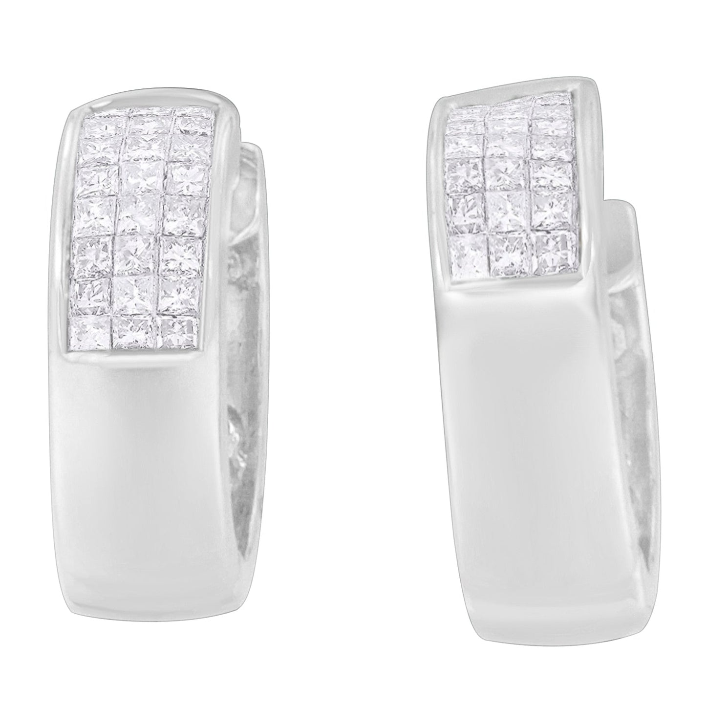 Pendientes Huggie de Diamantes en Oro Blanco de 14K - 1 1/8 cttw