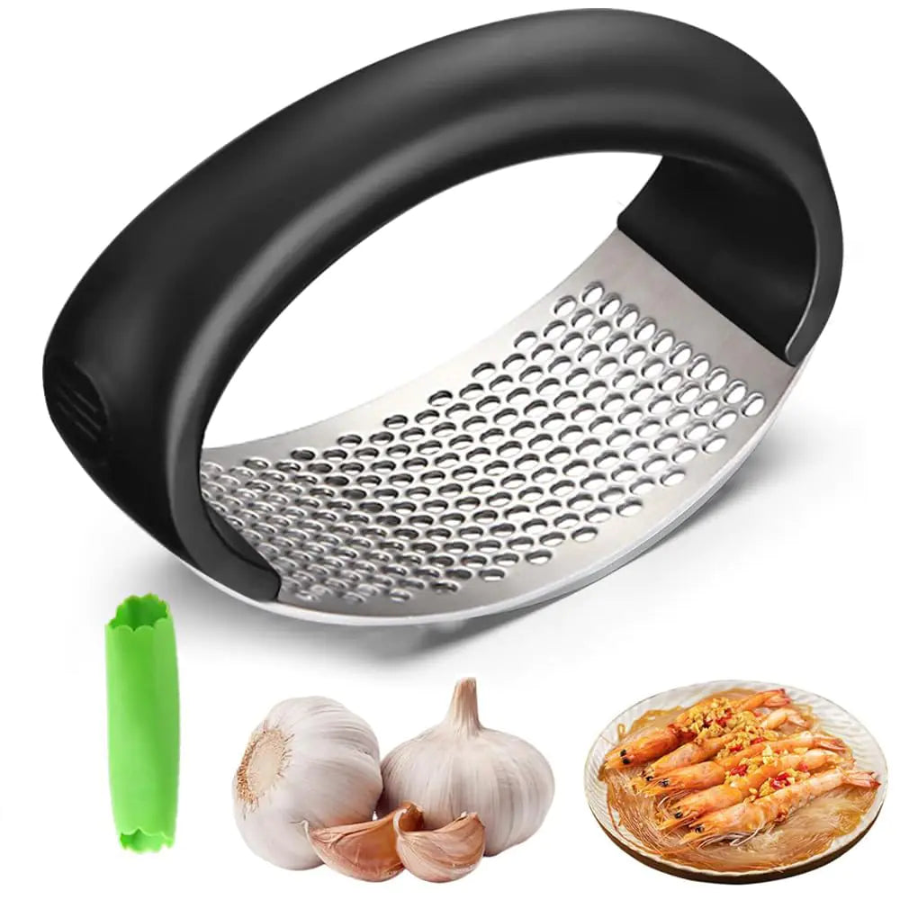 Prensa de Ajo de Acero Inoxidable Mejorada 2024 - Herramienta de Cocina Ergonómica