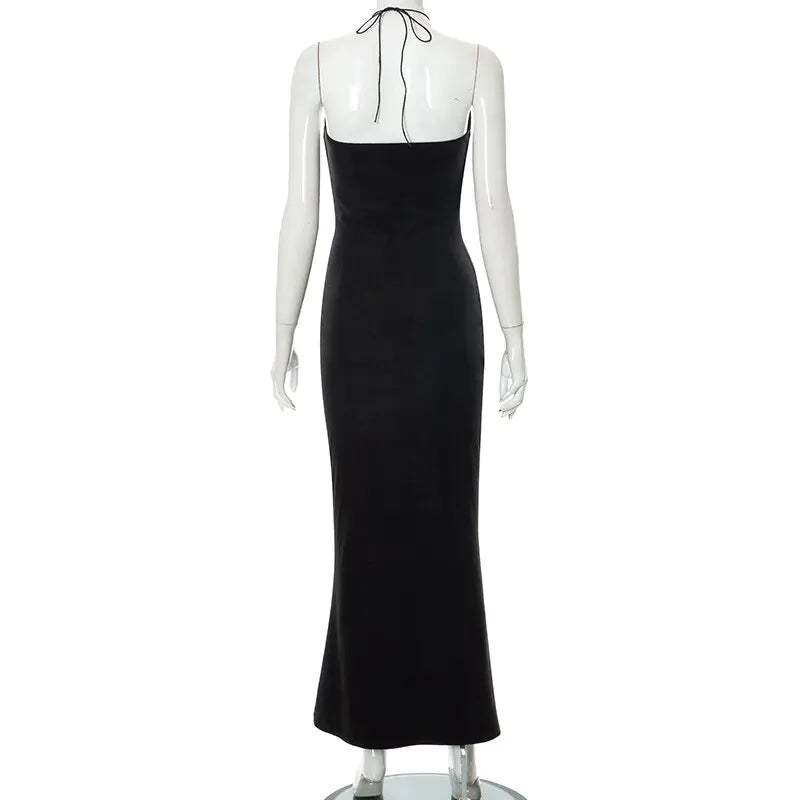 Vestido Largo Halter Elegante Sin Espalda