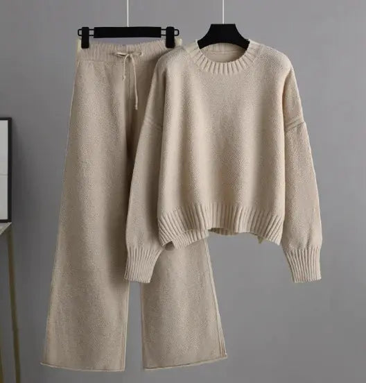 Ensemble de Pantalons Amples Tricotés Chic pour Femmes