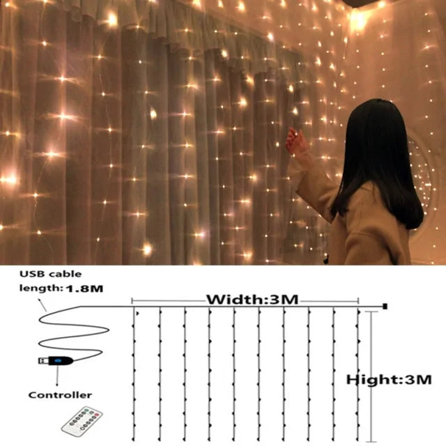Santa Claus Curtain String Lights