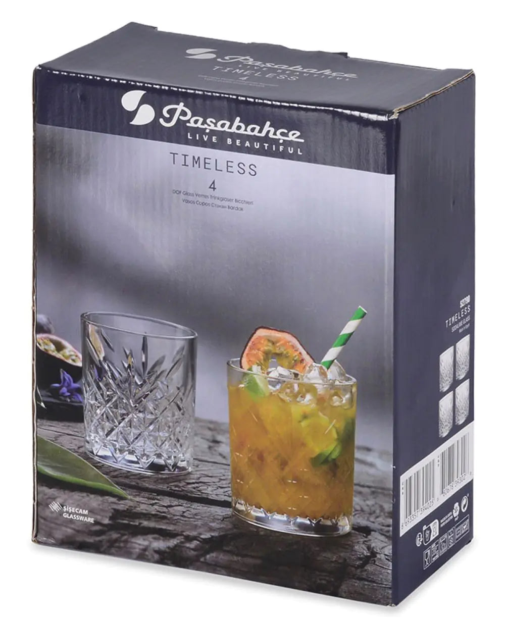 Paşabahçe Timeless Whiskey and Water Glasses Set of 4
